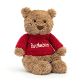 Bartholomew Bear with Personalized Red Jumper - Jellycat For Sale