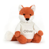 Bashful Fox Cub with Personalized Cream Jumper - Jellycat For Sale