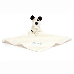 Personalized Bashful Black & Cream Puppy Soother - Jellycat For Sale