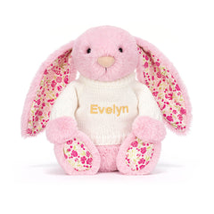 Blushkin Blossom Luxe Bunny with Personalized Cream Jumper - Jellycat Sale