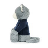 Bashful Kitten with Personalized Navy Jumper - Jellycat
