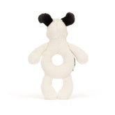 Bashful Black & Cream Puppy Ring Rattle - Jellycat Online