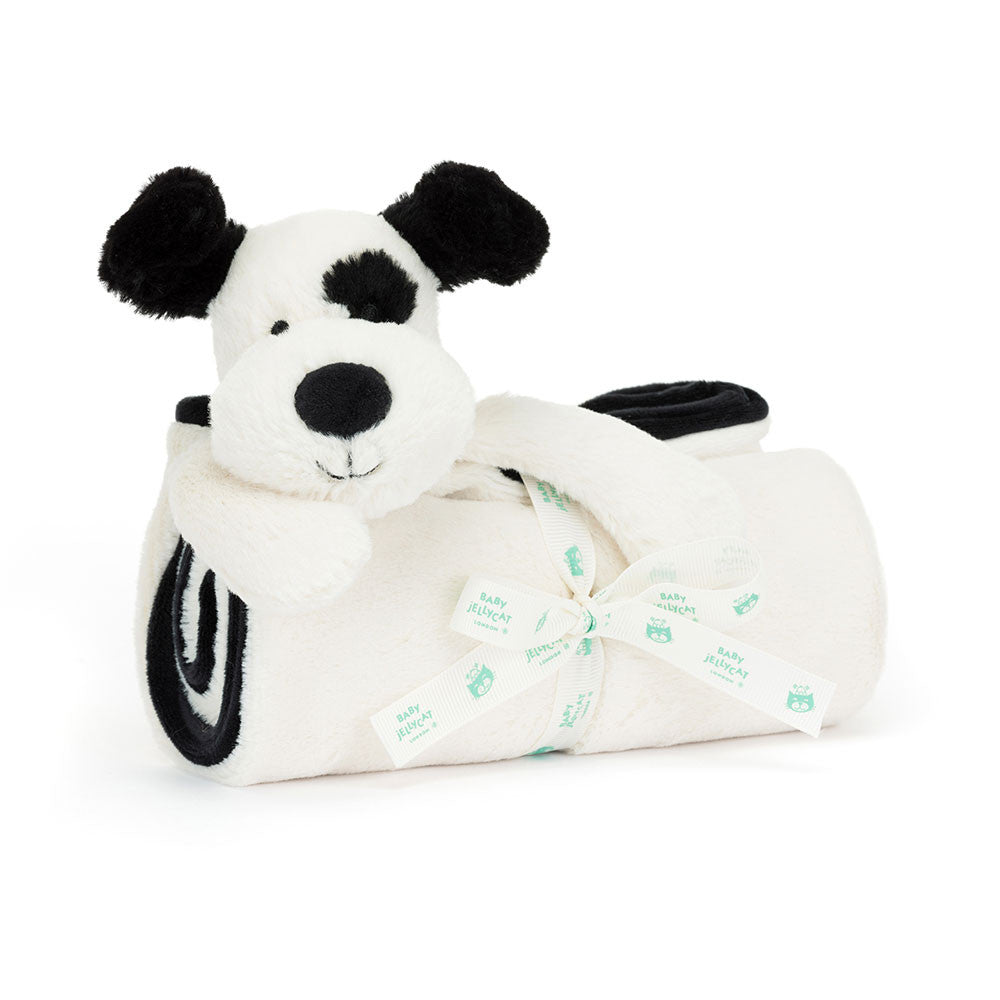 Bashful Black & Cream Puppy Blankie - Jellycat Sale