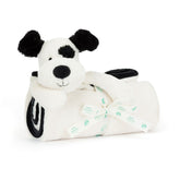 Bashful Black & Cream Puppy Blankie - Jellycat Sale