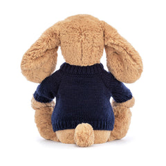Bashful Toffee Puppy with Personalized Navy Jumper - Jellycat Discount