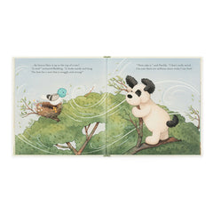 The Pick of the Sticks Book and Bashful Black & Cream Puppy Medium - Jellycat For Sale