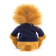 Bashful Lion with Personalized Navy Jumper - Jellycat For Sale