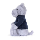 Bashful Hippo with Personalized Navy Jumper - Jellycat Sale