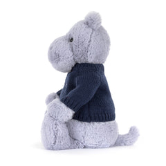 Bashful Hippo with Personalized Navy Jumper - Jellycat Sale