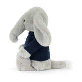 Bashful Luxe Elephant Thuddeus with Personalized Navy Jumper - Jellycat Online