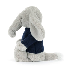 Bashful Luxe Elephant Thuddeus with Personalized Navy Jumper - Jellycat Online