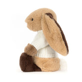 Bashful Patchwork Brown Bunny with Personalized Cream Jumper - Jellycat