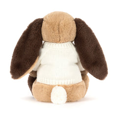 Bashful Patchwork Brown Bunny with Personalized Cream Jumper - Jellycat