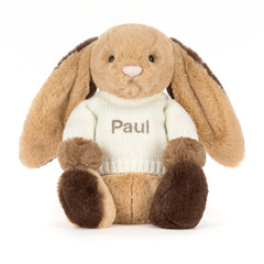 Bashful Patchwork Brown Bunny with Personalized Cream Jumper - Jellycat