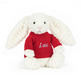 Bashful Luxe Bunny Nimbus with Personalized Red Jumper - Jellycat For Sale
