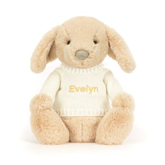 Bashful Luxe Puppy Orlando with Personalized Cream Jumper - Jellycat Sale
