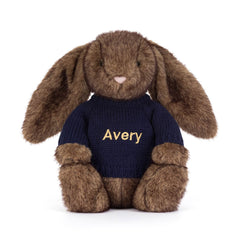 Hoppleston Luxe Bunny with Personalized Navy Jumper - Jellycat