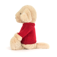 Bashful Luxe Puppy Orlando with Personalized Red Jumper - Jellycat Sale