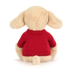 Bashful Luxe Puppy Orlando with Personalized Red Jumper - Jellycat Sale