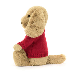 Bashful Toffee Puppy with Personalized Red Jumper - Jellycat Discount