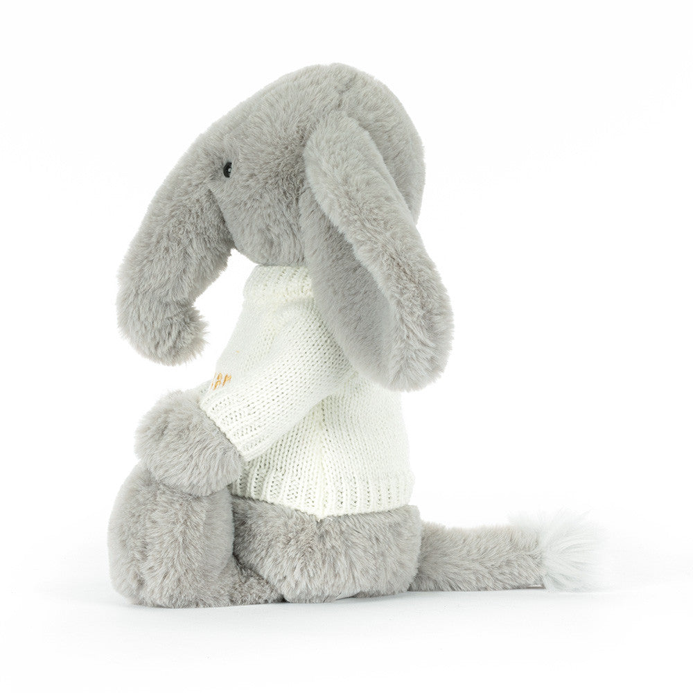 Bashful Luxe Elephant Thuddeus with Personalized Cream Jumper - Jellycat