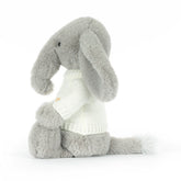 Bashful Luxe Elephant Thuddeus with Personalized Cream Jumper - Jellycat