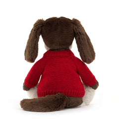 Bashful Fudge Puppy with Personalized Red Jumper - Jellycat For Sale