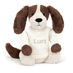 Bashful Fudge Puppy with Personalized Cream Jumper - Jellycat Online