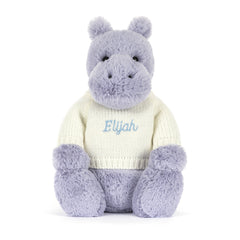 Bashful Hippo with Personalized Cream Jumper - Jellycat Online