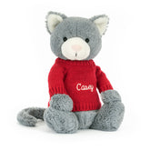 Bashful Kitten with Personalized Red Jumper - Jellycat