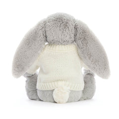 Bashful Silver Bunny with Personalized Cream Jumper - Jellycat For Sale