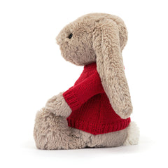Bashful Beige Bunny with Personalized Red Jumper - Jellycat Sale