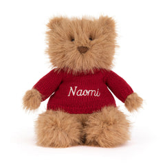 Bartholomew Bear Bouffant with Personalized Red Jumper - Jellycat Sale