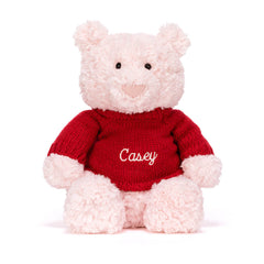 Leola Bear with Personalized Red Jumper - Jellycat Online