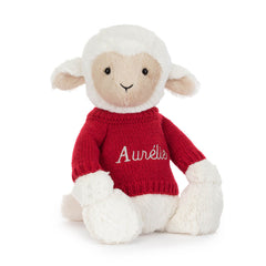 Skipson Lamb with Personalized Red Jumper - Jellycat