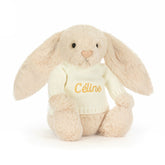 Bashful Luxe Bunny Willow with Personalized Cream Jumper - Jellycat Discount