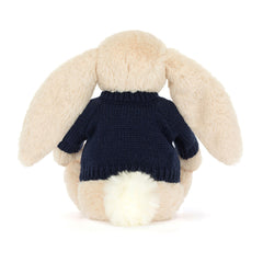 Bashful Luxe Bunny Willow with Personalized Navy Jumper - Jellycat
