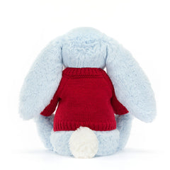 Bashful Blue Bunny with Personalized Red Jumper - Jellycat Sale