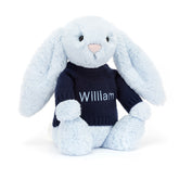 Bashful Blue Bunny with Personalized Navy Jumper - Jellycat Discount