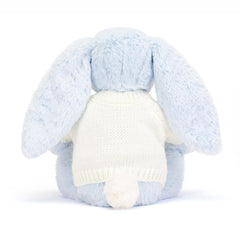 Bashful Blue Bunny with Personalized Cream Jumper - Jellycat