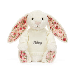 Blossom Cream Bunny 'Berry' with Personalized Cream Jumper - Jellycat Sale