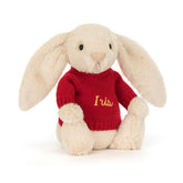 Bashful Luxe Bunny Willow with Personalized Red Jumper - Jellycat