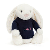 Bashful Twinkle Bunny with Personalized Navy Jumper - Jellycat Sale