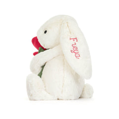 Personalized Cream Bunny with Rose - Jellycat