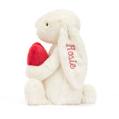 Personalized Bashful Red Love Heart Bunny Medium - Jellycat Online