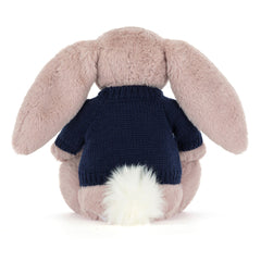 Bashful Luxe Bunny Rosa with Personalized Navy Jumper - Jellycat Online