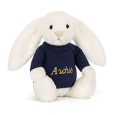 Bashful Luxe Bunny Luna with Personalized Navy Jumper - Jellycat Discount