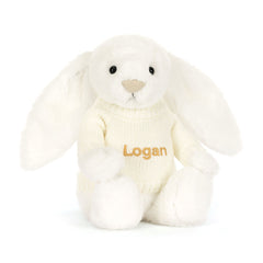 Bashful Luxe Bunny Luna with Personalized Cream Jumper - Jellycat For Sale