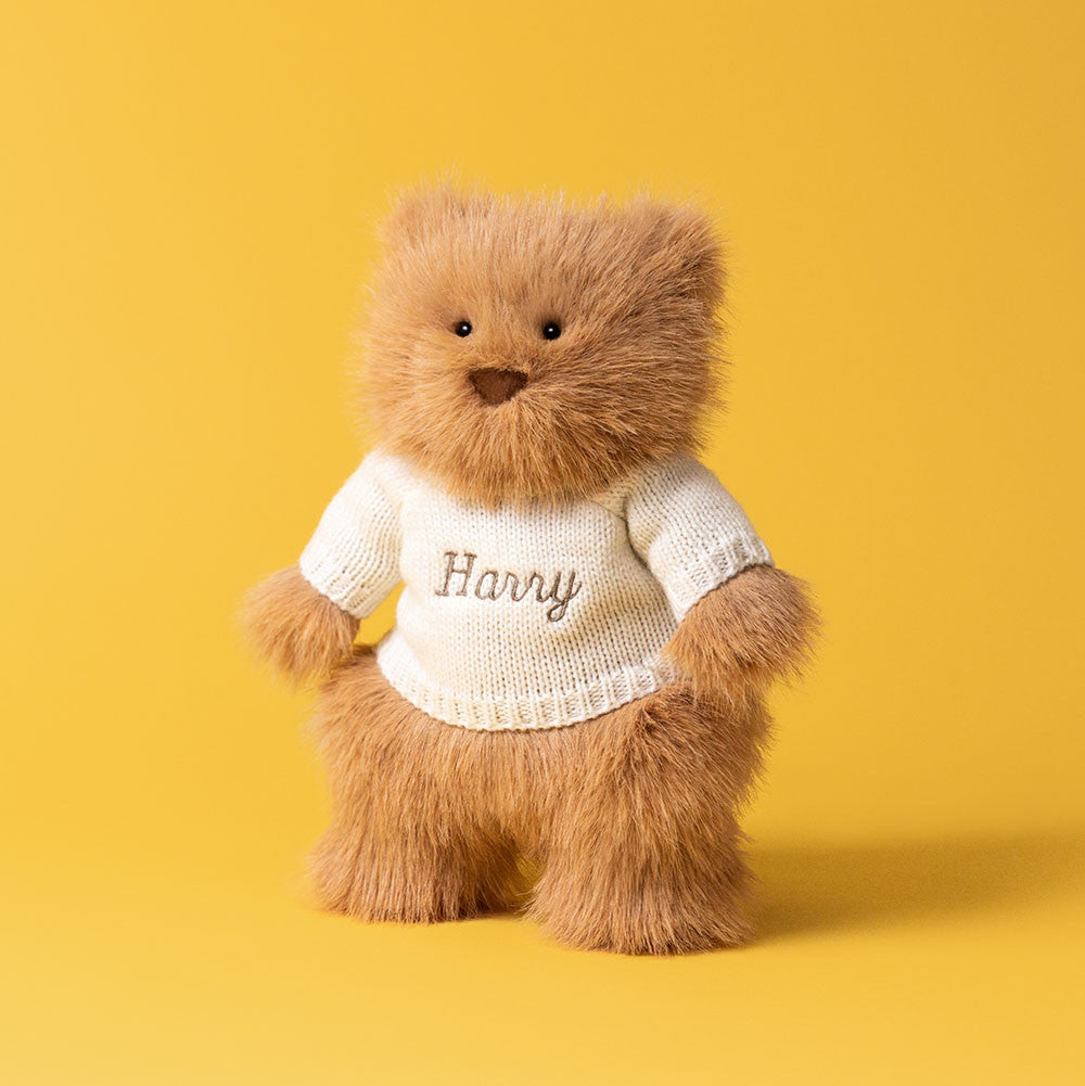 Bartholomew Bear Bouffant with Personalized Cream Jumper - Jellycat