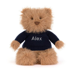 Bartholomew Bear Bouffant with Personalized Navy Jumper - Jellycat For Sale